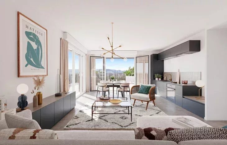 Situé en Rez-de-Jardin, ce grand T4 de 82.73m² est à vendre dans ce nouveau programme neuf proche du Lac.
